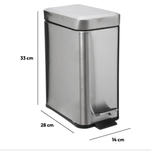 Poubelle rectangulaire soft close inox 5l