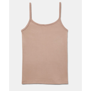 Camiseta de tirantes finos de patrón básico con escote redondo ligeramente escotado