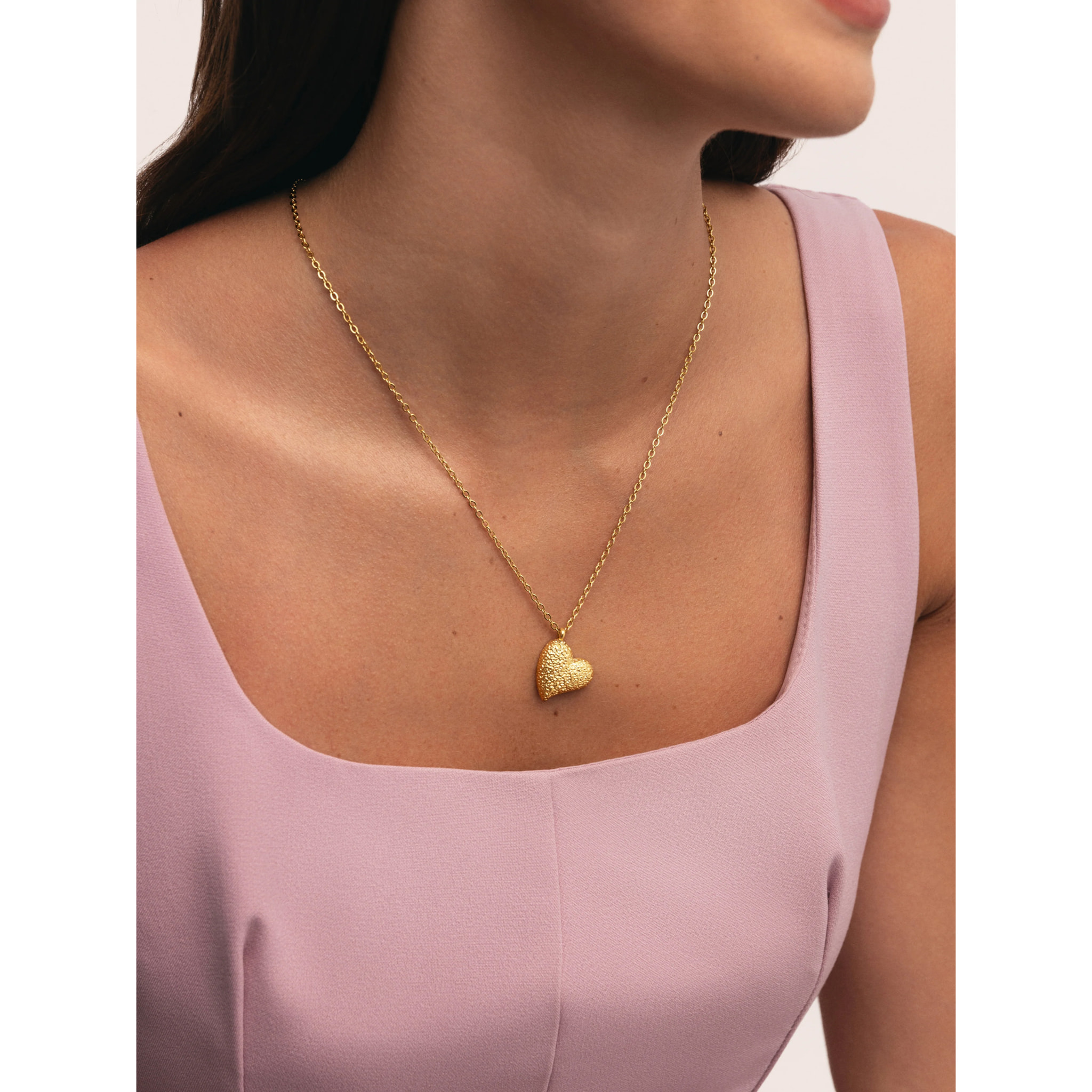 Collar Organic Heart Acero Baño Oro