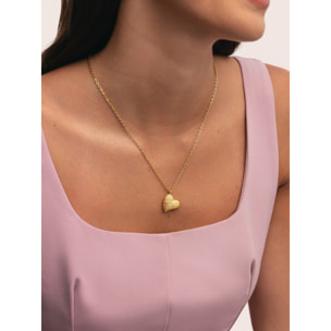 Collar Organic Heart Acero Baño Oro