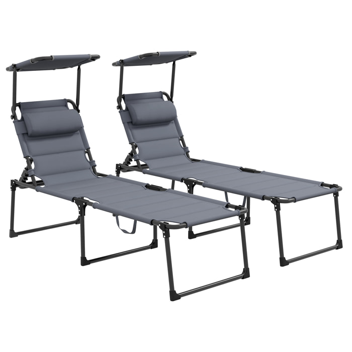 Lot de 2 bains de soleil – Grand confort – Pliables