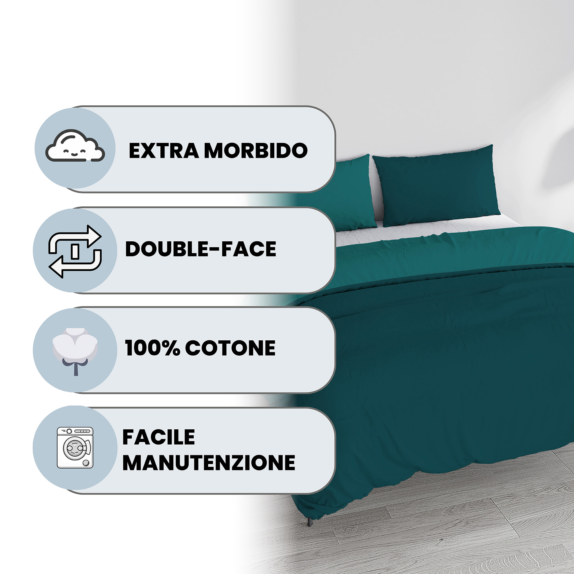 PARURE COPRIPIUMINO NATURAL COLOR MATRIMONIALE - 100% COTONE MADE IN ITALY