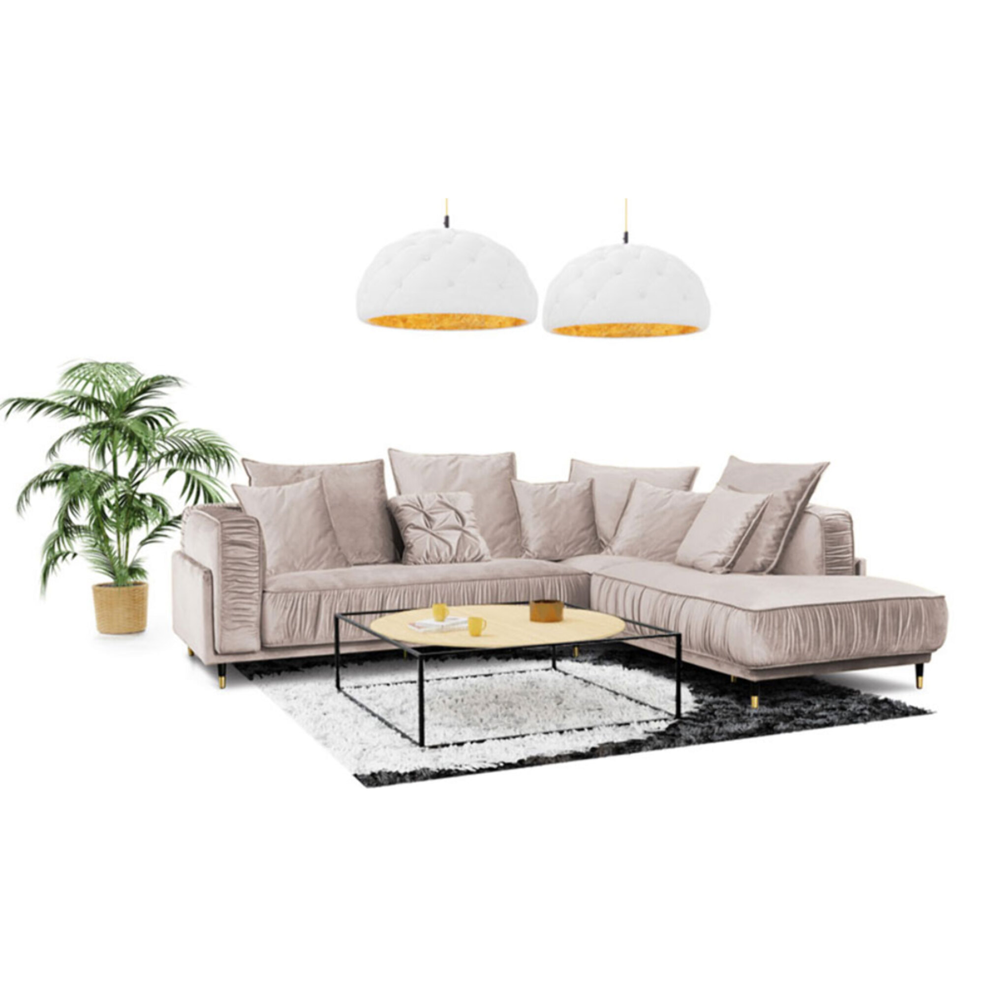 Canapé Velours Angle droit Fiorenzo - 4 Places