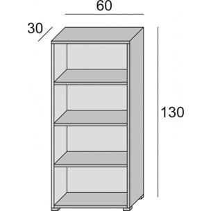 Libreria Giacinto, Biblioteca a 3 ripiani regolabili, Scaffale per libri, Mobile da parete con ripiani, 100% Made in Italy, Cm 60x30h130, Bianco e Cemento