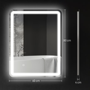 Miroir LED salle de bain réglable 34W antibué tactile dim. 60L x 80H cm