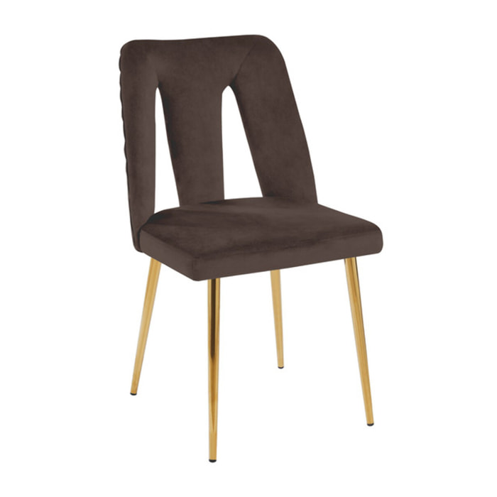 Sedia Imbottita in Effetto Velluto con Schienale Aperto e Gambe Oro, Design Moderno ed Elegante per Sala da Pranzo, Cucina, Soggiorno, Studio e Ufficio