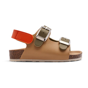 Sandalias de Bebés con Doble Hebilla Marrón Claro