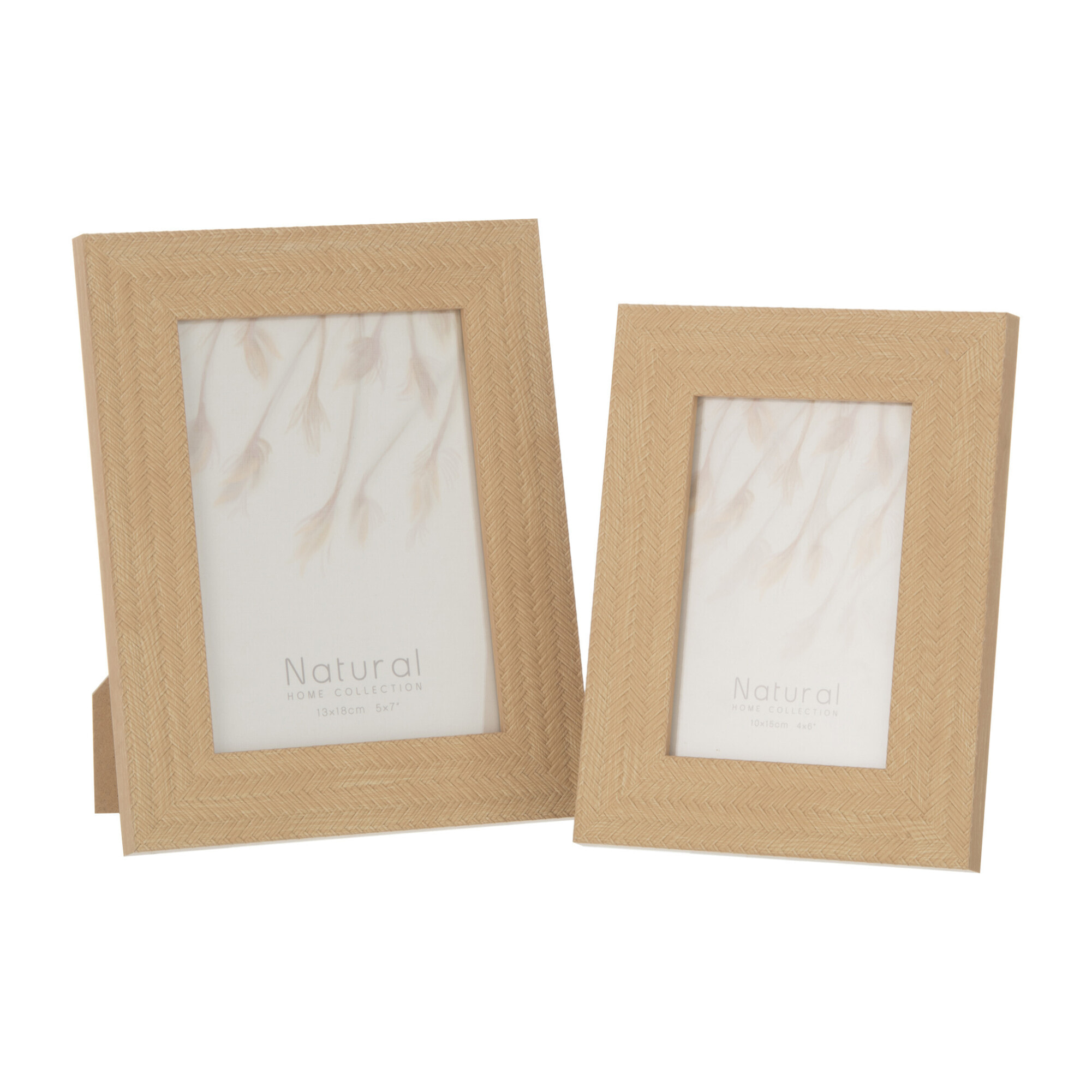 J-Line cadre photo Tissé - bois - beige foncé - 2 pièces