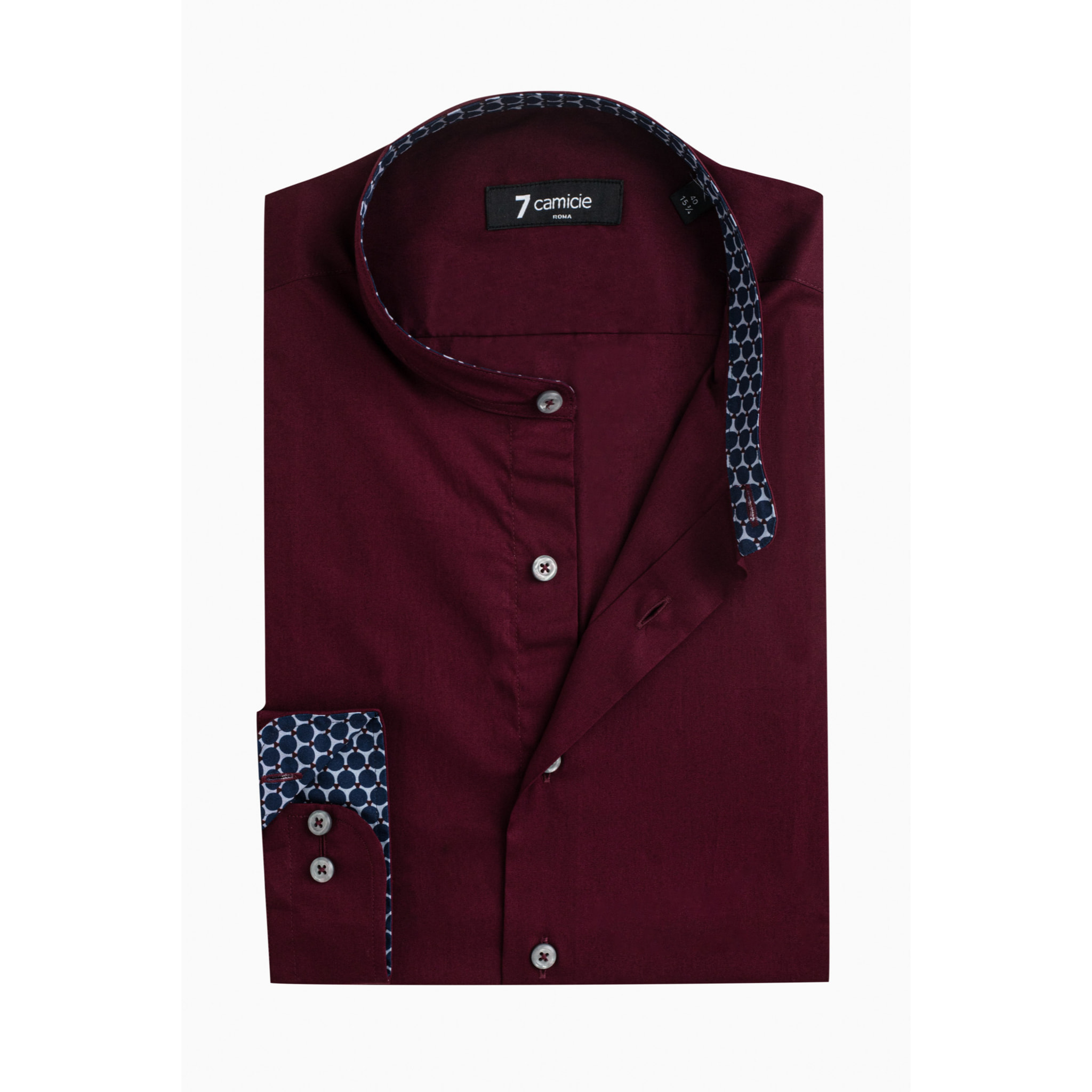 Camicia Uomo Coreano Slim Popeline Stretch Unito Bordeaux