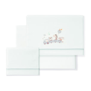Triptico Minicuna 100% Algodon Mod. Jirafa Tren Bco/Gris
