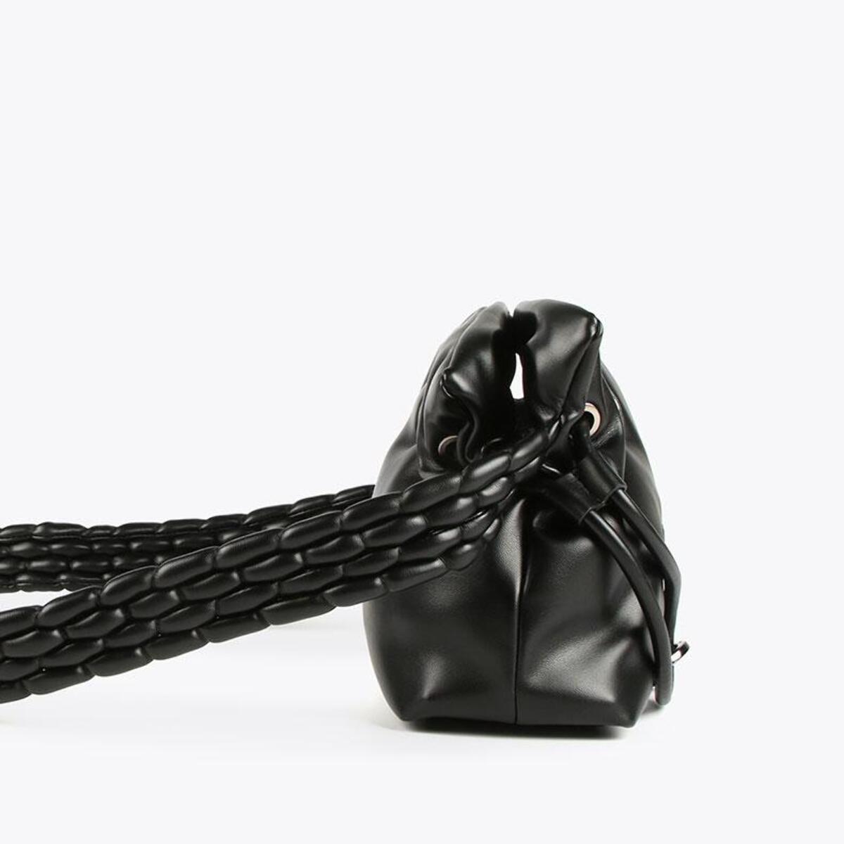 Borsa a tracolla con manico effetto pelle intrecciata