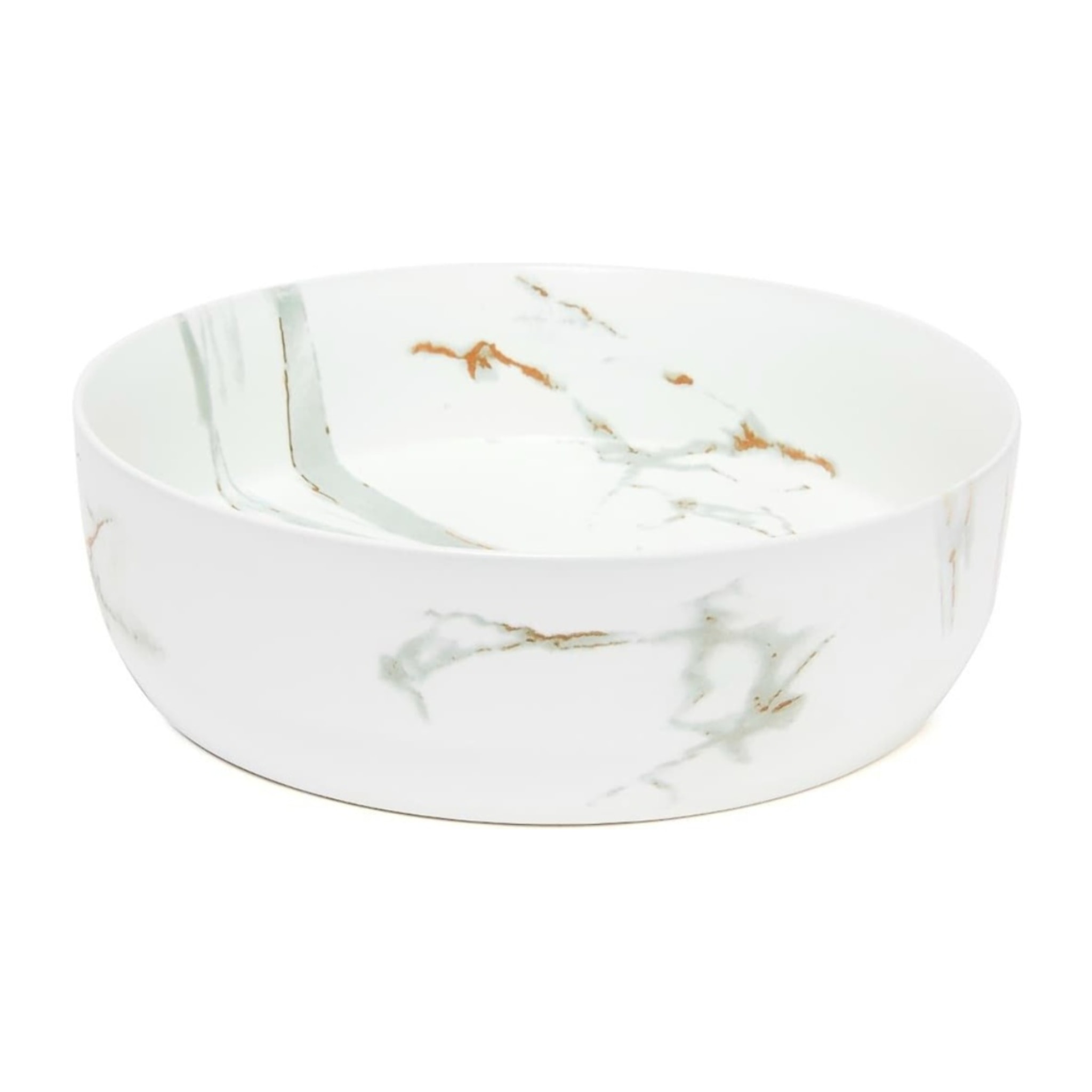 Vasque à poser 39 × 39 cm blanc veiné mat – sans trou - Infinitio  – SATINF3939MR