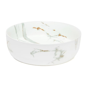 Vasque à poser 39 × 39 cm blanc veiné mat – sans trou - Infinitio  – SATINF3939MR