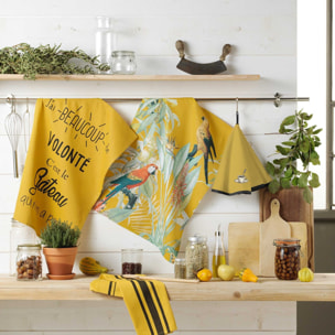 Torchon en 100% coton naturel - Jaune