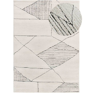 TURIN Alfombra étnica con relieve en blanco y negro, varias medidas disponibles