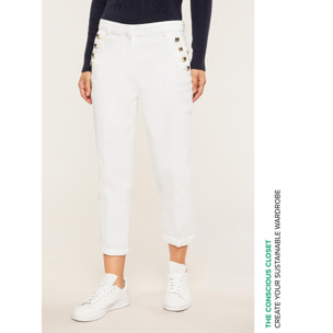 Motivi - Pantalones chinos con detalle de botones - Blanco