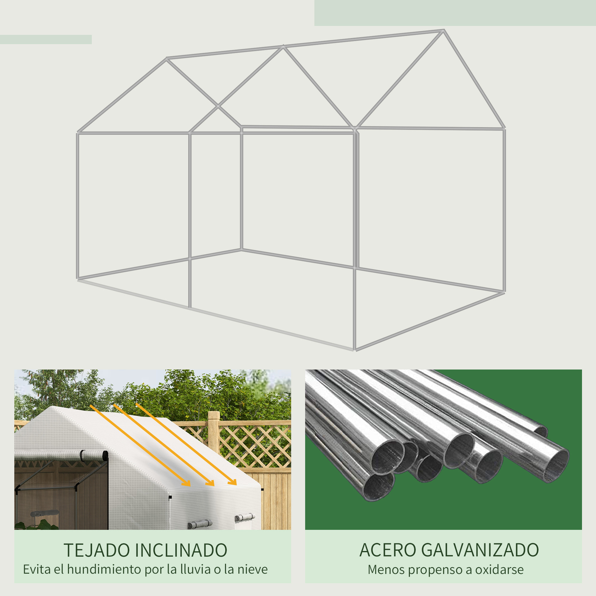 Invernadero de Exterior 2x3x2 m Invernadero de Túnel con 4 Ventanas de Malla y Puerta con Cremallera Invernadero de Huerto Anti-UV para Patio Jardín Blanco