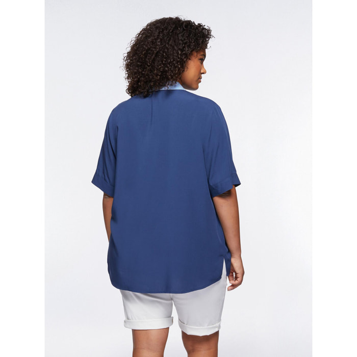 Fiorella Rubino - Blusa con ojales de viscosa ECOVERO™ - Azul