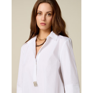 Oltre - Camisa oversize con detalle joya - Blanco