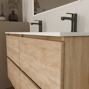 Conjunto de Baño Kaji | Mueble de Baño Suspendido | 140 cm Bardolino | Cuatro Cajones | Lavabo Encastrado | No incluye Espejo | Alday