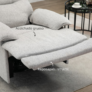 Sillón Reclinable de Salón Sillón Relax Reclinable Manual Tapizado en Tela con Reposapiés Carga 160 kg para Personas 150-190 cm 89x98x101 cm Gris