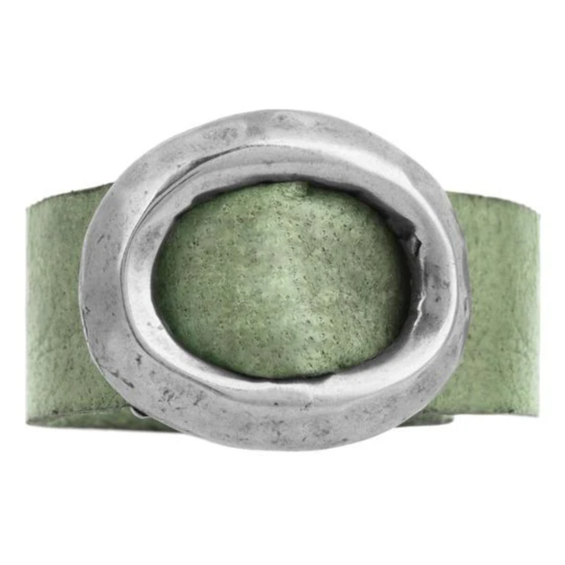 Anillo plata925 chapado "basic"hebilla piel verde