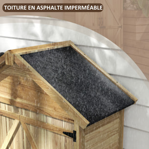 Armoire de jardin abri jardin sur pied toit bitumé 2 portes verrouillables bois sapin pré-huilé