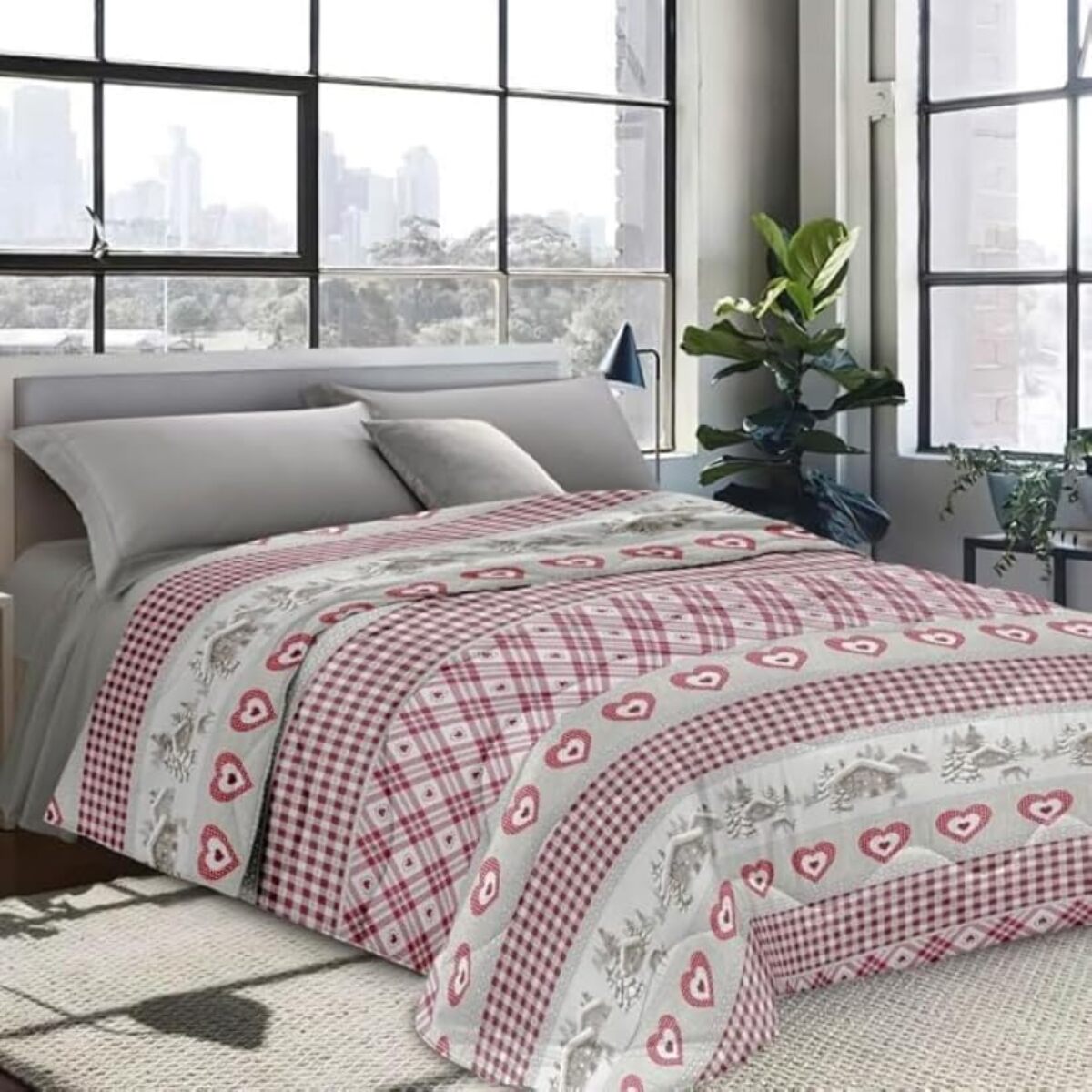 INTRECCI Piumino Singolo, 170 x 260 cm, Piumino Ecologico, Caldo, Invernale, 300 g/m², Anallergico e Antiacaro, Made in Italy, Lavabile in Lavatrice, Soffice, Morbido. Fantasia: Tirolo