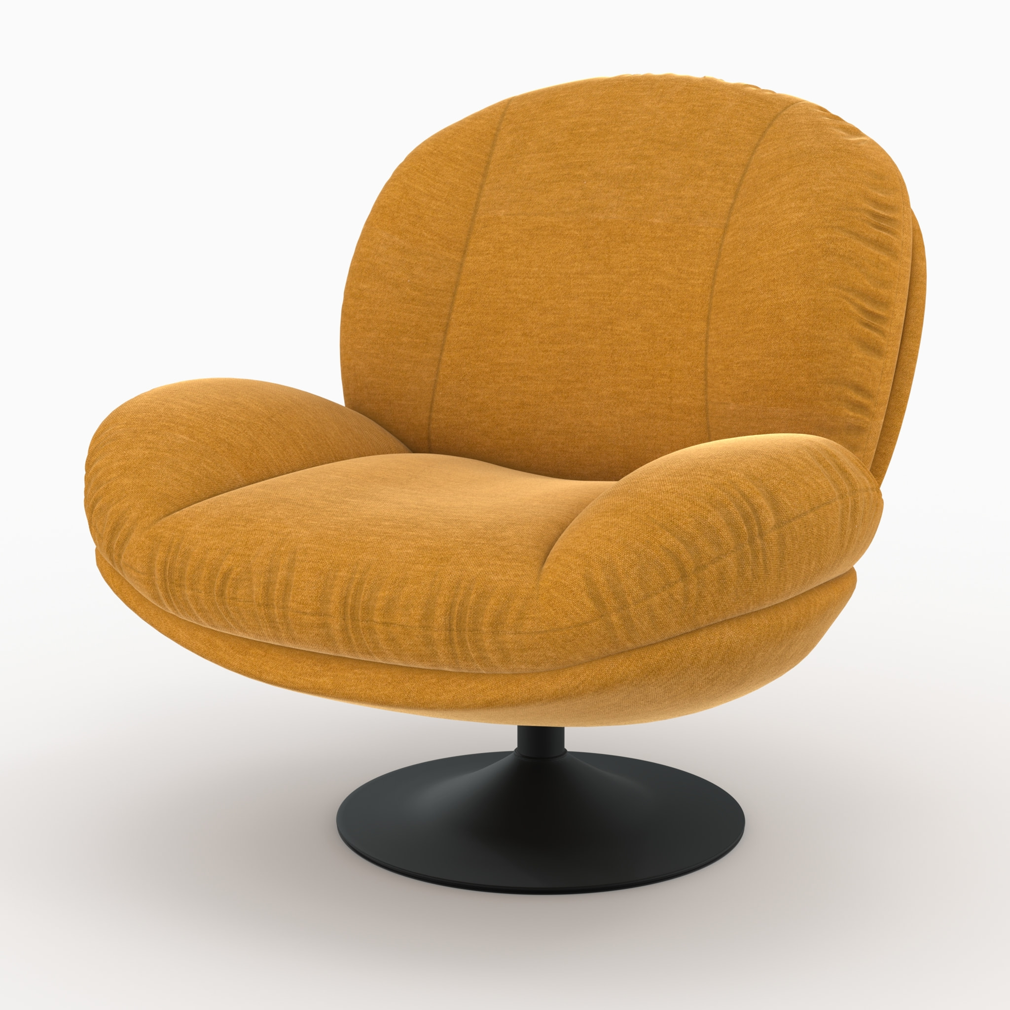 Fauteuil pivotant en tissu effet velours jaune moutarde - Ricci