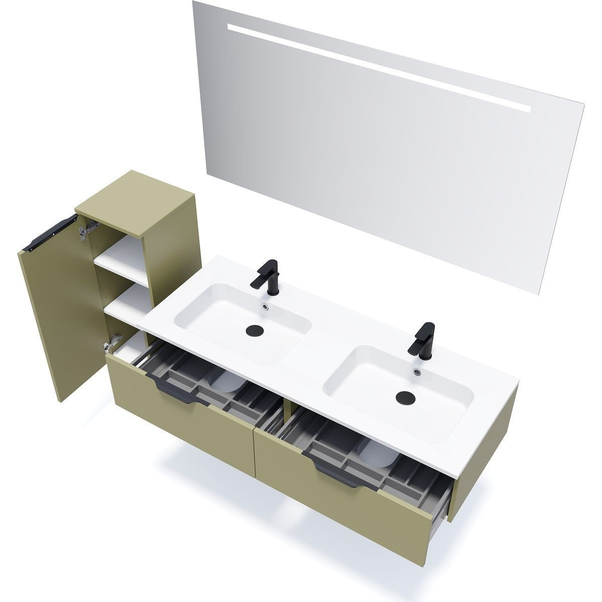 Meuble salle de bain double vasque 2 tiroirs - SOHO