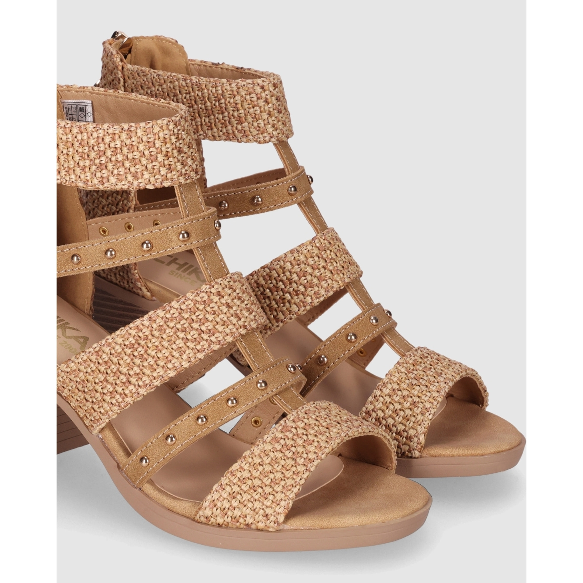 Sandalias de Tejido - Cuero - Tacón: 7 cm