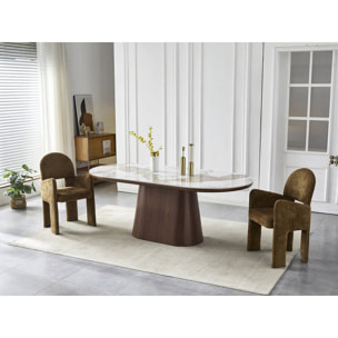 Table à manger ovale en céramique pandora "Bellagio" - 8 places - Beige