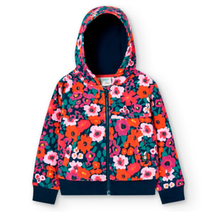 Chaqueta felpa flores de niña