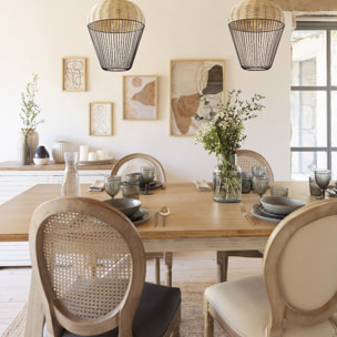 Buffet 2 portes "Olbia" en métal & acacia 110x45cm blanc