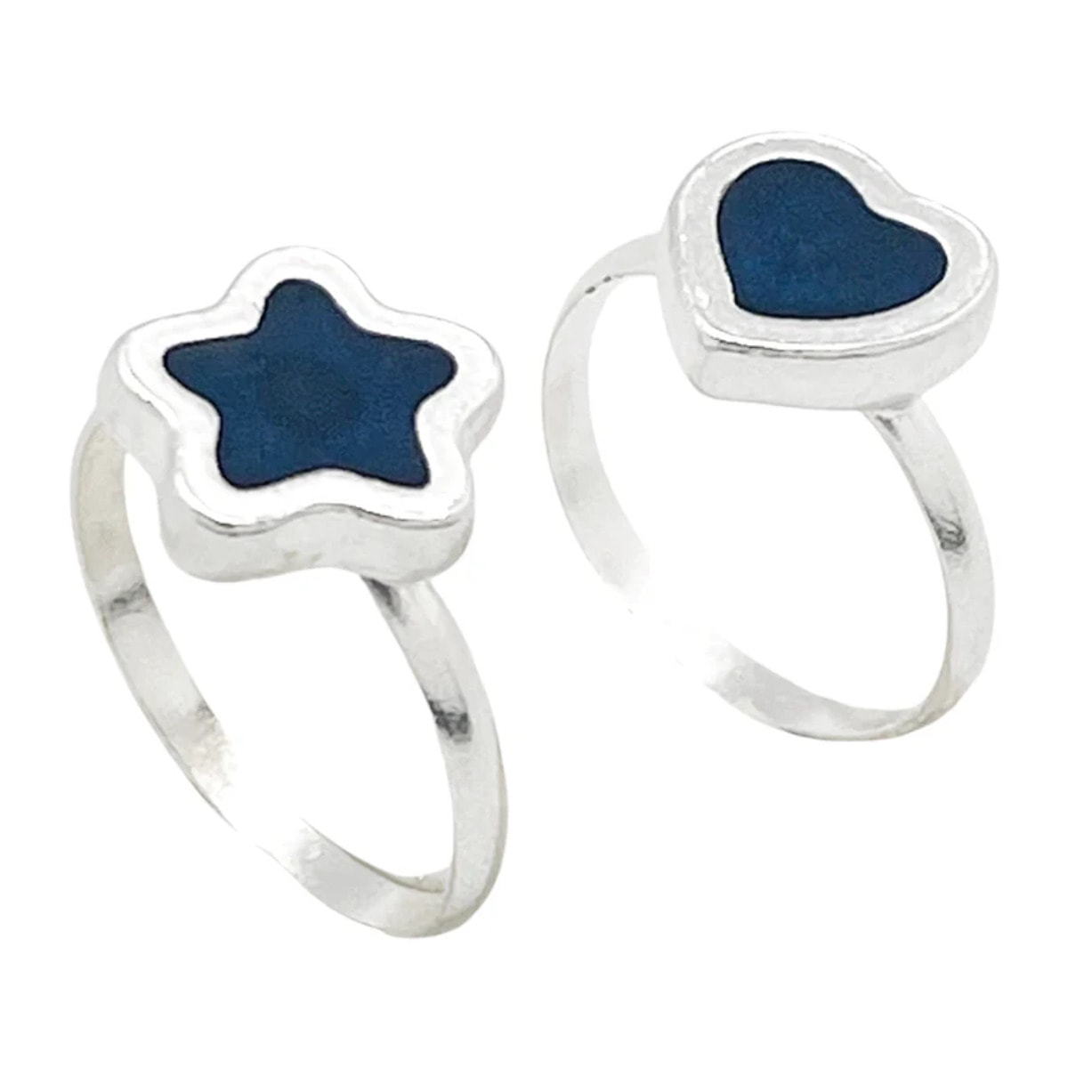 Pareja anillos Colors en plata 10µm y color azul marino