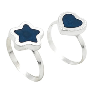 Pareja anillos Colors en plata 10µm y color azul marino