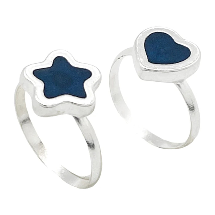 Pareja anillos Colors en plata 10µm y color azul marino