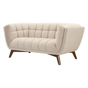 Canapé 2 places en velours beige - Mona