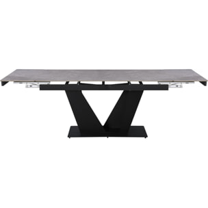 Table à manger extensible en céramique - 160/240 cm - 6 à 10 personnes "Nova" - Gris marbré