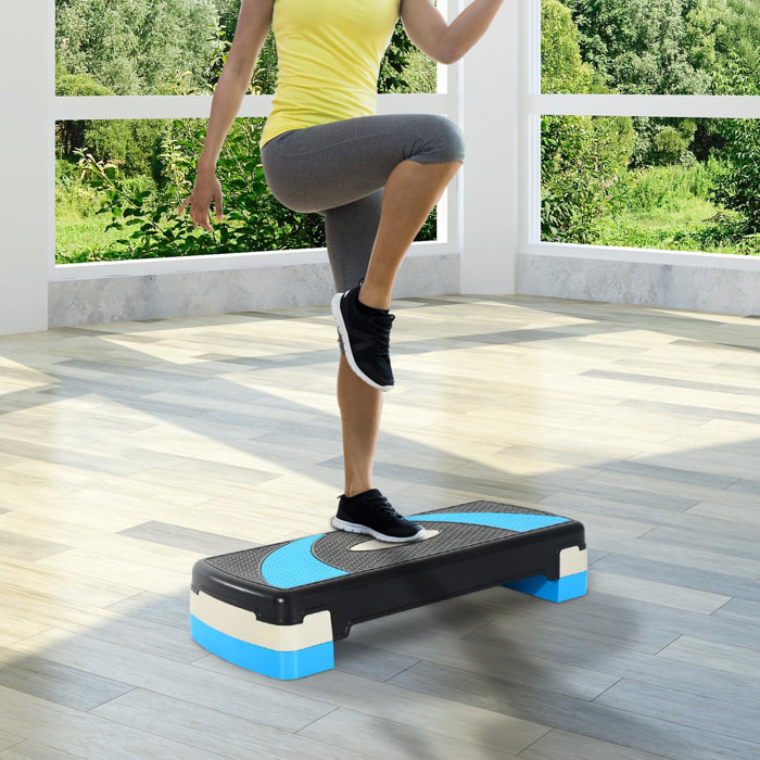 Stepper fitness aerobic hauteur reglable surface antiderapante 80 x 31 x 20 cm noir bleu