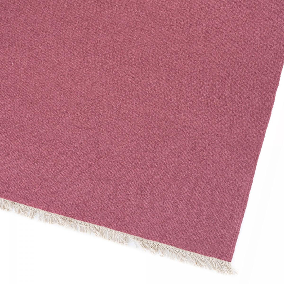 Tapis Kilim tissé à la main en laine uni rose
