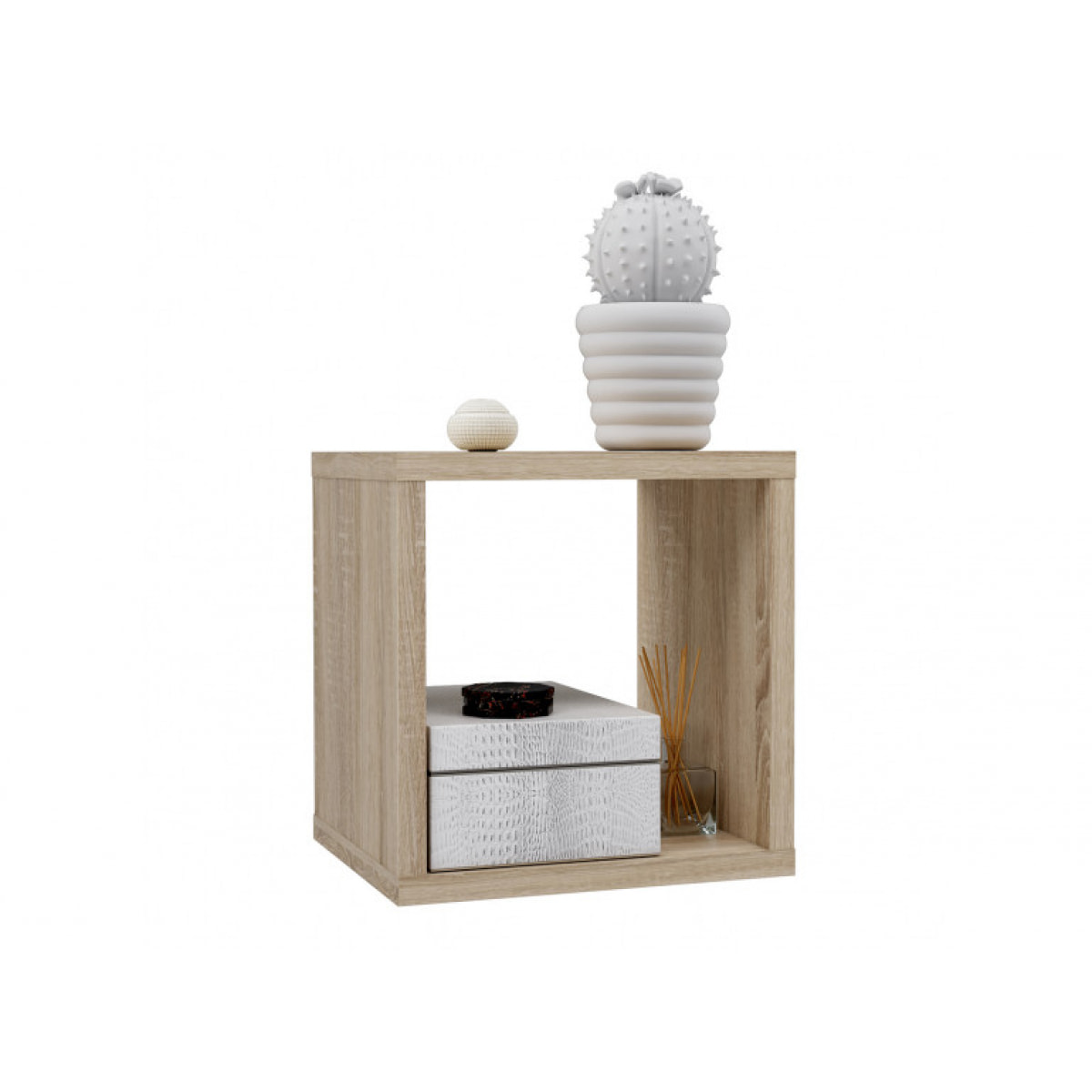 Etagère cube 1 casier décor en bois - 5 coloris - MAURO