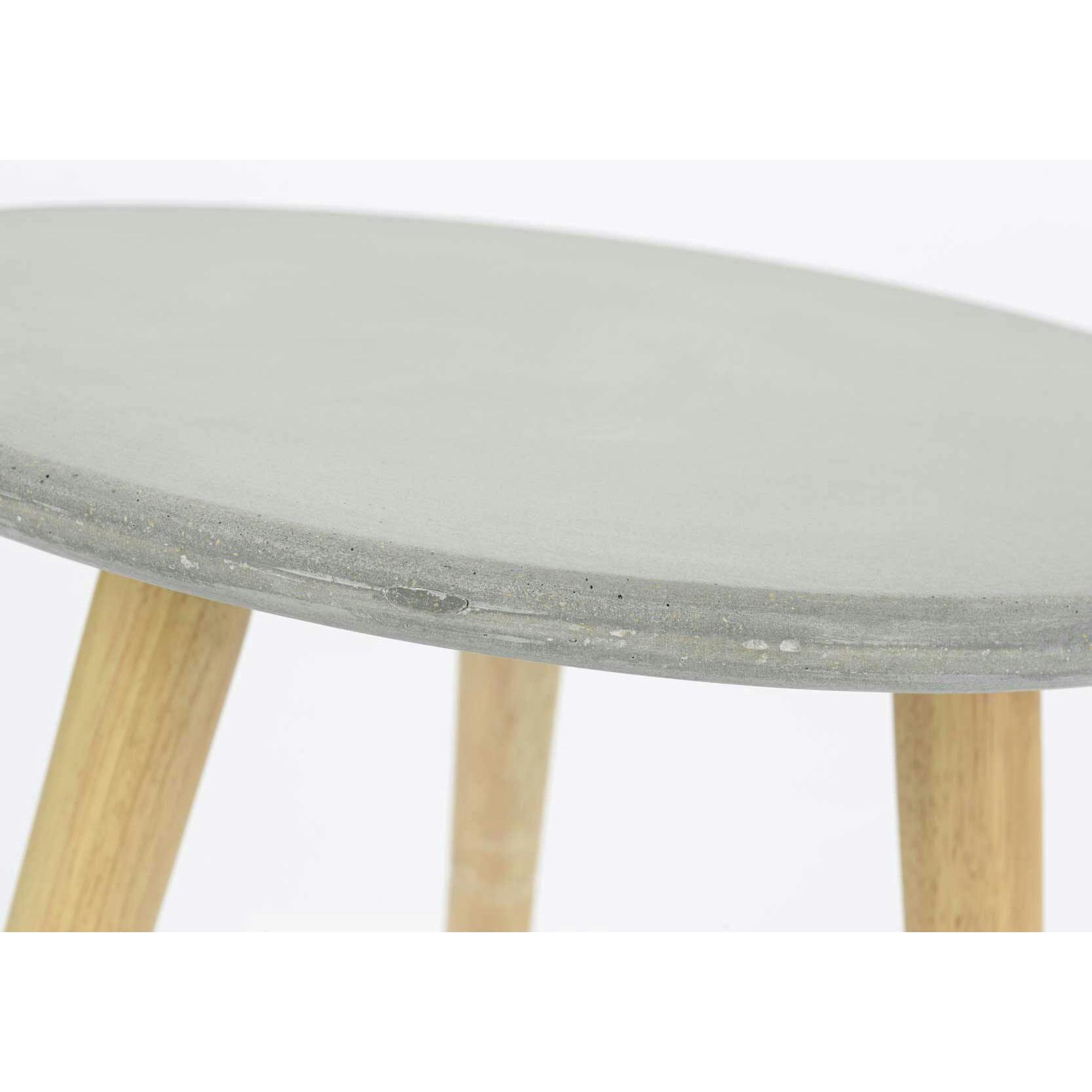 Bout de canapé rond pieds bois et plateau béton D65xH57cm