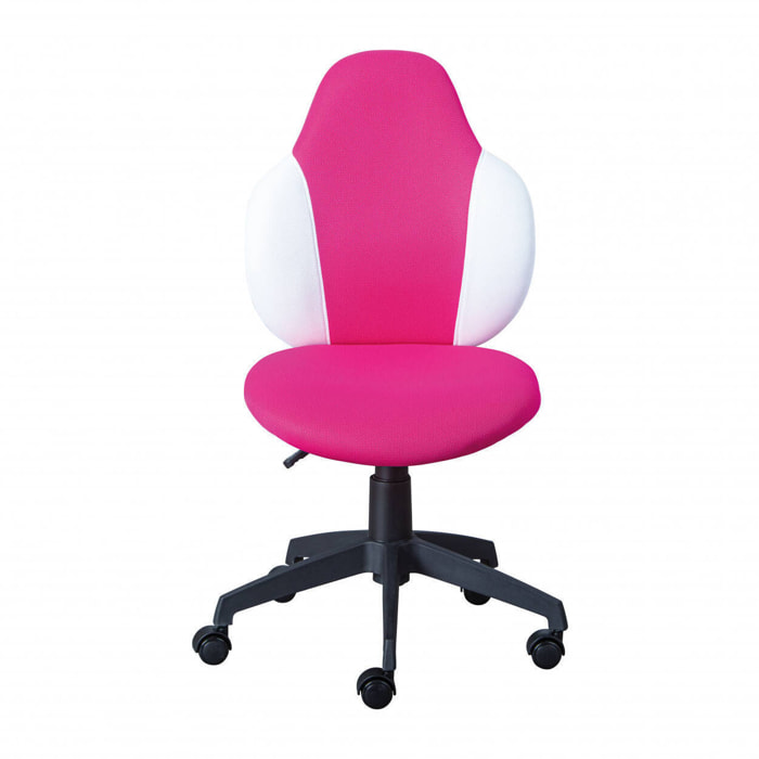 Sedia da ufficio regolabile in altezza con seduta in morbido tessuto lampone e bianco, 56 x 58 x 92, Rosa