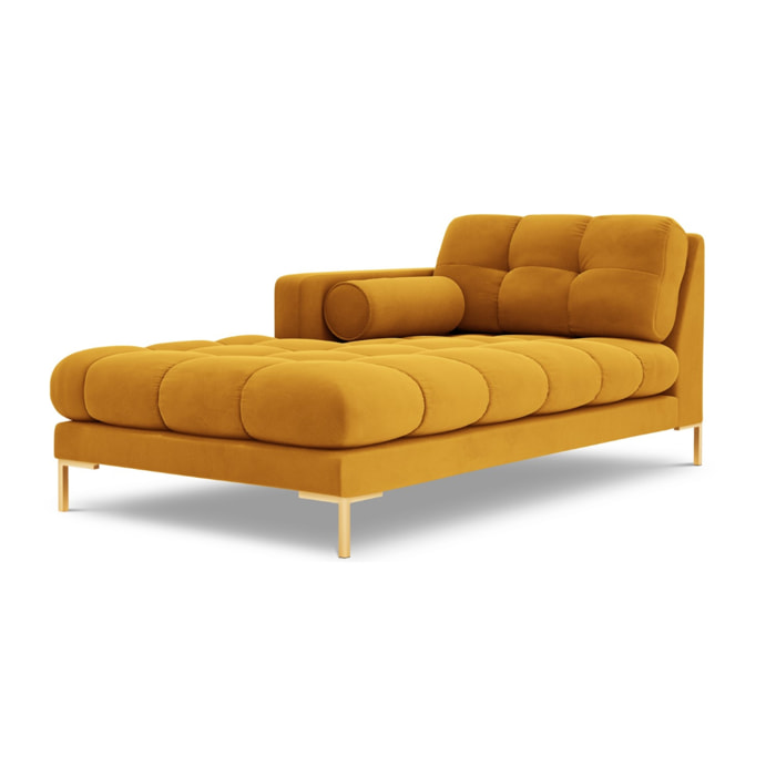 Méridienne gauche "Bali" en velours jaune