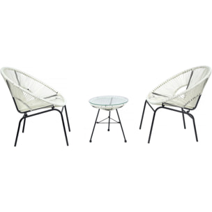 Salon de jardin acapulco "Poli"- 2 places - Blanc