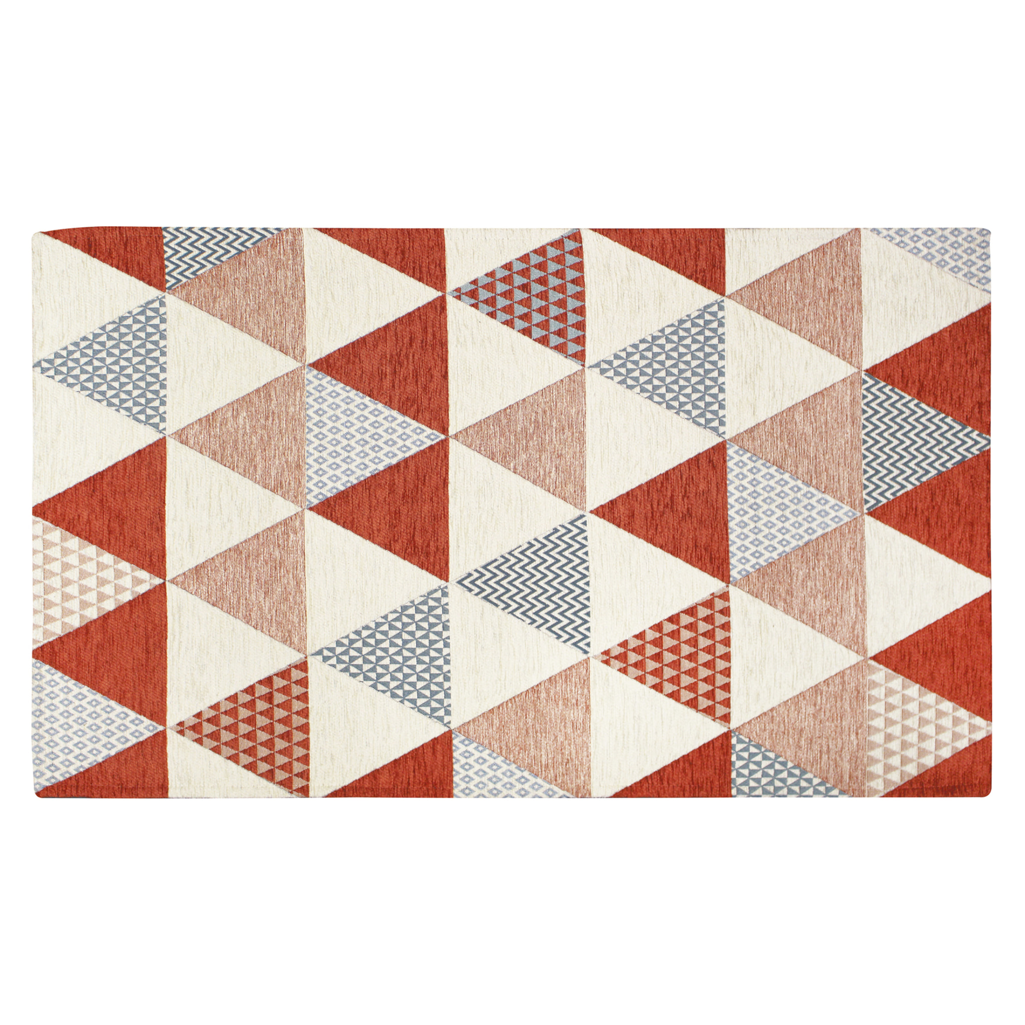 TAPPETO ARREDO TRIANGOLI RUGGINE CON FONDO ANTISCIVOLO