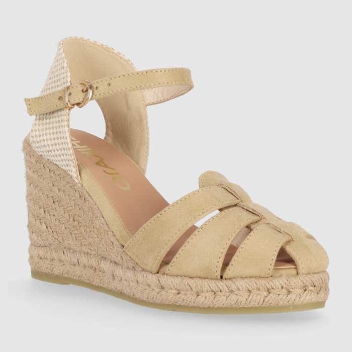 Sandalias de Tejido - Arena - Tacón: 8 cm