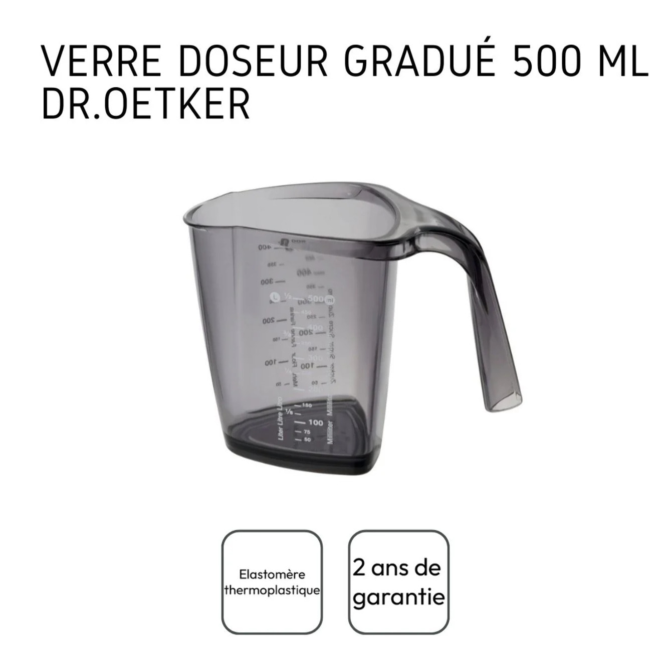 Verre doseur gradué en plastique de 500 ml Dr.Oetker