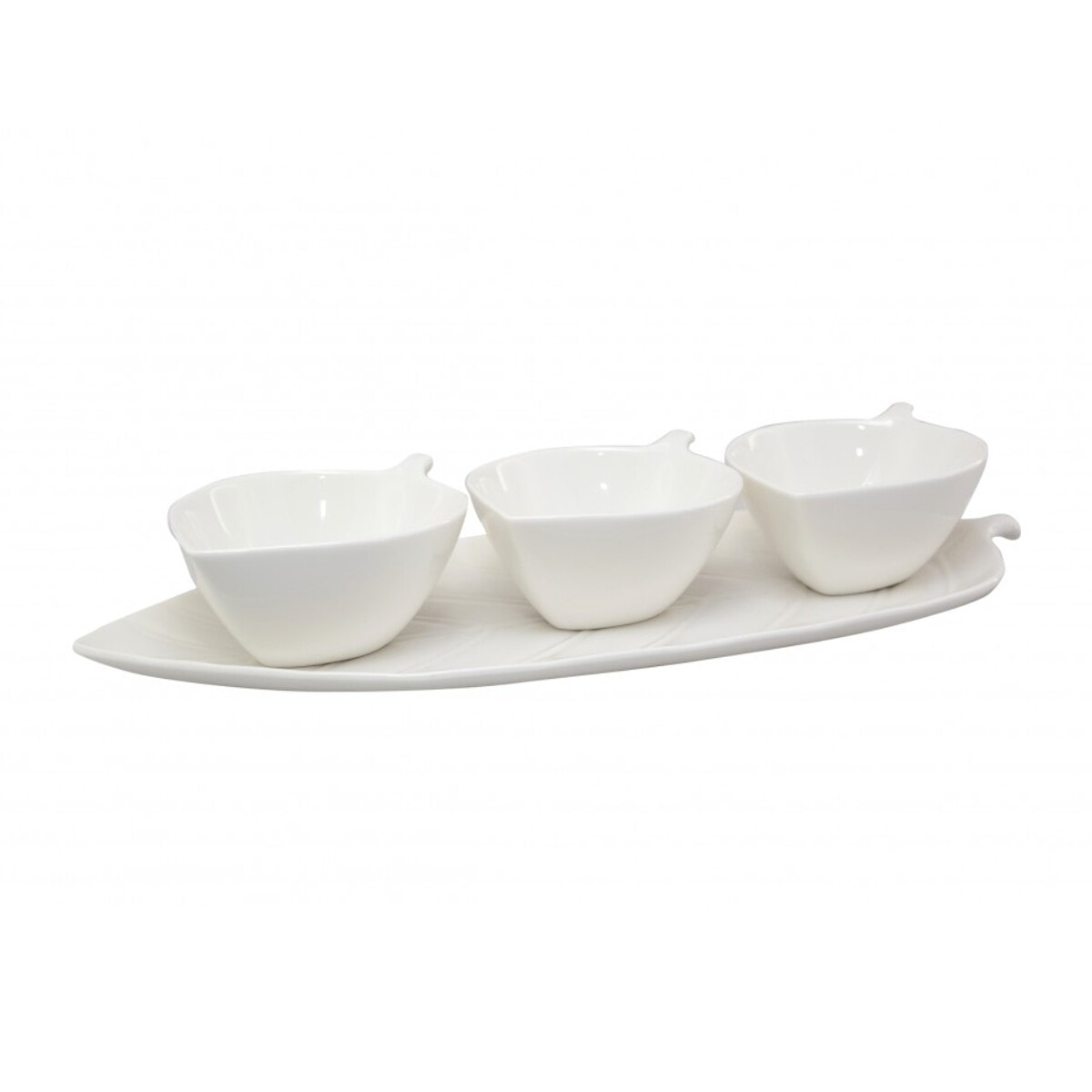 Set de 3 coupelles apéritif avec plateau décor feuille